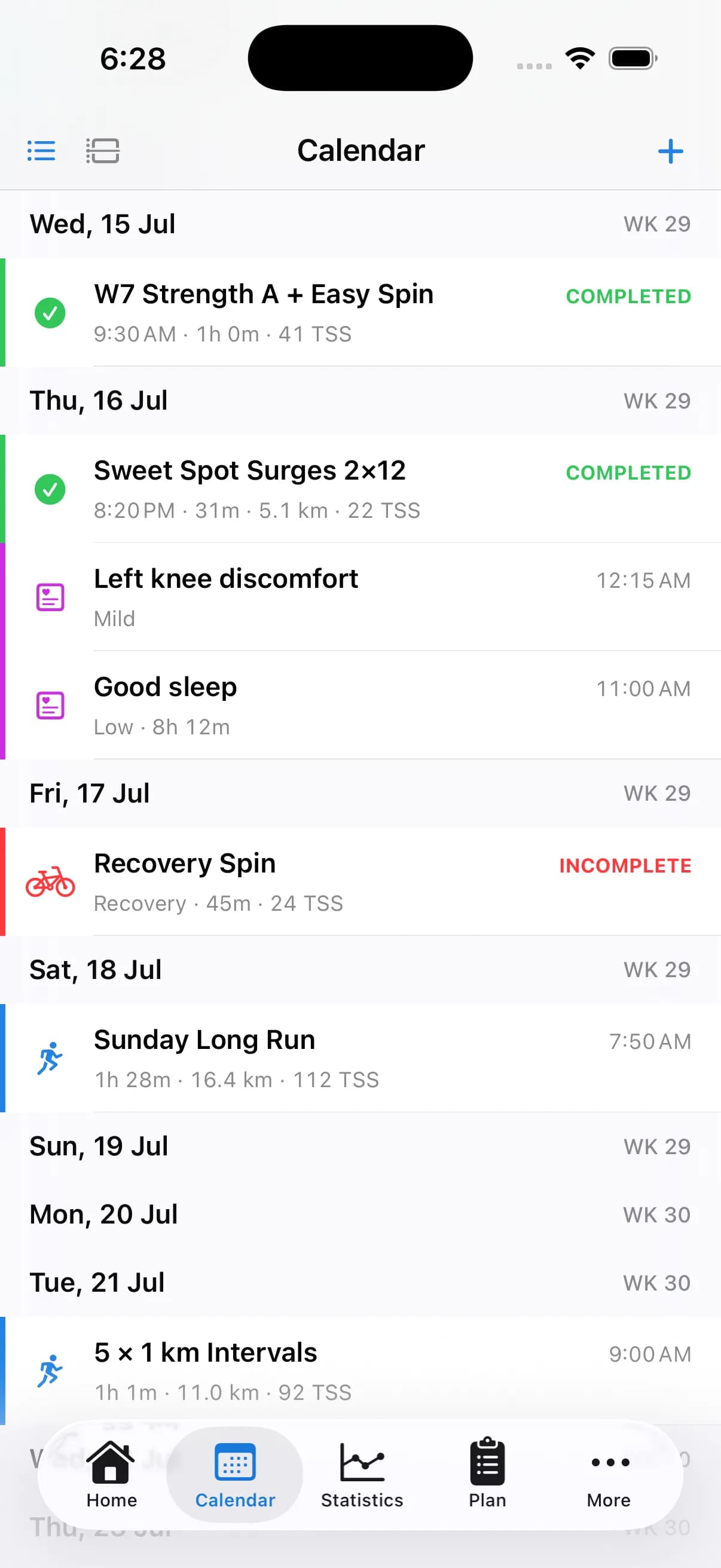 Hybrid Edge endurance training calendar